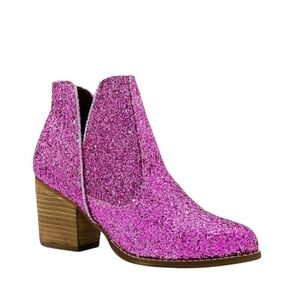 Not Rated Fuschia Pink Glitter Ankle Boots